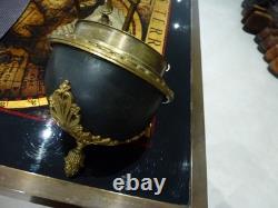 Socle de Lampe Athenienne, style Empire, aux sphinges, bronze, métal, XIX ème, H 28cm