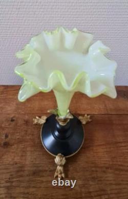 Soliflore Verre Ouraline sur Support Tripode Bronze NAPOLÉON III