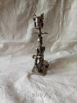 Splendide bougeoir XIXe en bronze argenté Splendide bougeoir XIXe en bronze argenté