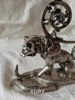 Splendide bougeoir XIXe en bronze argenté