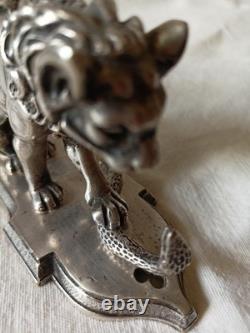 Splendide bougeoir XIXe en bronze argenté