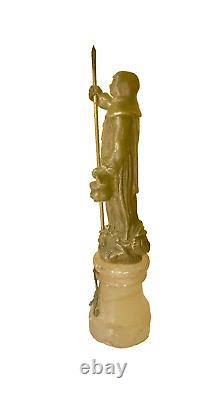 Statue ancienne en bronze sur socle Saint Georges terrassant le dragon