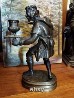 Statuette Chandelier Chasseur en Bronze Epoque Victorienne XIXème