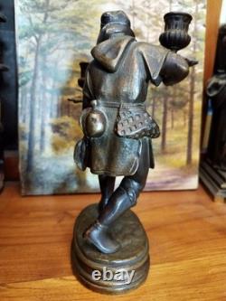 Statuette Chandelier Chasseur en Bronze Epoque Victorienne XIXème