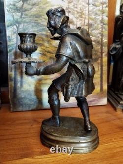 Statuette Chandelier Chasseur en Bronze Epoque Victorienne XIXème