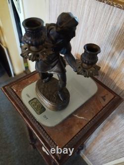 Statuette Chandelier Chasseur en Bronze Epoque Victorienne XIXème