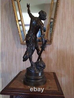 Statuette David Terrassant Goliath en Bronze Signée Louis Gossin (1846-1928)