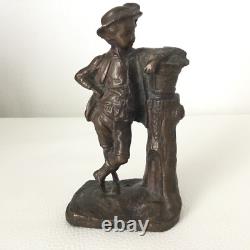 Statuette en Bronze XIXè Napoléon III Jeune Garçon Style XVIIIè Victorian 19th C