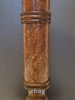 Style Napoléon III Grand bougeoir en bronze patiné et granit rouge H. 40,5 cm