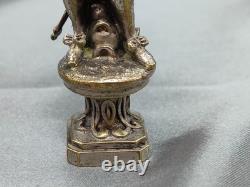 Superbe Cachet Sceau En Forme De Conquistador Ou Mousquetaire En Bronze Argenté