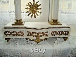 Superbe Et Ancienne Pendule Napoleon III Marbre Blanc Et Bronze