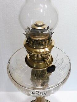 Superbe GRANDE LAMPE À PÉTROLE XIXeme bronze cristal brûleur MATADOR