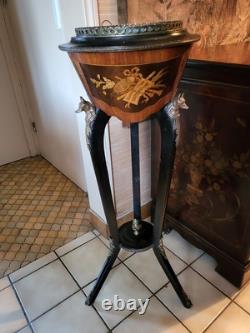 Superbe Jardinière Napoléon III en marqueterie et bronze