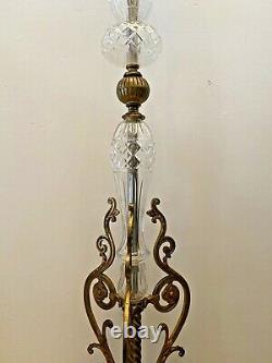 Superbe Lampadaire Tripode Cristal, Bronze, Laiton, Napoléon III