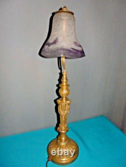 Superbe Lampe Ancienne Bronze Style Empire Tulipe Pate D Verre Napoleon Iii-1900