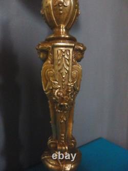 Superbe Lampe Ancienne Bronze Style Empire Tulipe Pate D Verre Napoleon Iii-1900
