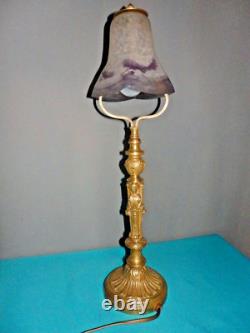 Superbe Lampe Ancienne Bronze Style Empire Tulipe Pate D Verre Napoleon Iii-1900