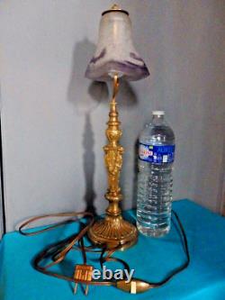 Superbe Lampe Ancienne Bronze Style Empire Tulipe Pate D Verre Napoleon Iii-1900