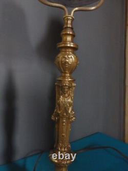 Superbe Lampe Ancienne Bronze Style Empire Tulipe Pate D Verre Napoleon Iii-1900