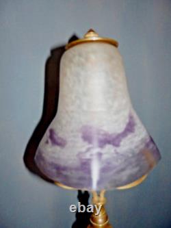 Superbe Lampe Ancienne Bronze Style Empire Tulipe Pate D Verre Napoleon Iii-1900