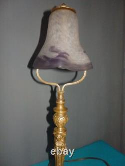Superbe Lampe Ancienne Bronze Style Empire Tulipe Pate D Verre Napoleon Iii-1900