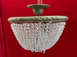 Superbe Lustre Corbeille Napoleon III Pampilles boules / LUSTRE ANCIEN