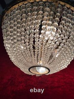 Superbe Lustre Corbeille Napoleon III Pampilles boules / LUSTRE ANCIEN