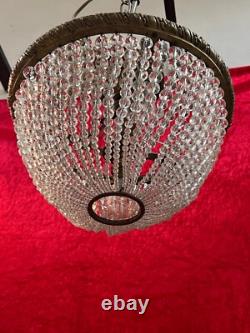 Superbe Lustre Corbeille Napoleon III Pampilles boules / LUSTRE ANCIEN