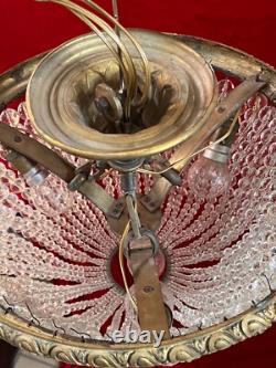 Superbe Lustre Corbeille Napoleon III Pampilles boules / LUSTRE ANCIEN