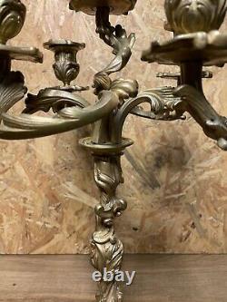 Superbe Paire Candelabres Bronze Rocaille, Style Louis Xv, Epoque Napoleon III