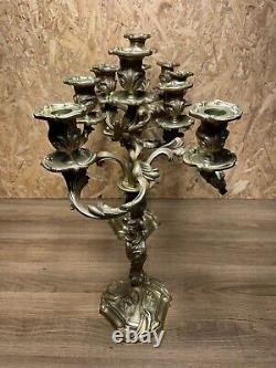 Superbe Paire Candelabres Bronze Rocaille, Style Louis Xv, Epoque Napoleon III