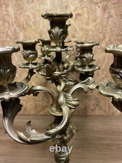 Superbe Paire Candelabres Bronze Rocaille, Style Louis Xv, Epoque Napoleon III