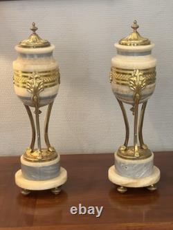 Superbe Paire De Cassolette Marbre Et Bronze Napoleon III