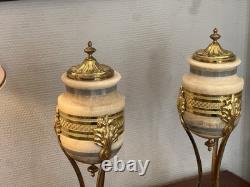 Superbe Paire De Cassolette Marbre Et Bronze Napoleon III