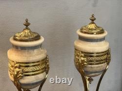 Superbe Paire De Cassolette Marbre Et Bronze Napoleon III