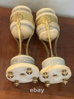 Superbe Paire De Cassolette Marbre Et Bronze Napoleon III