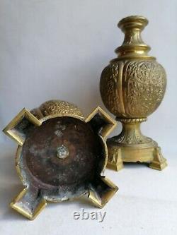 Superbe Paire De Vase Pied De Lampe Bronze Doré D Epoque Napoléon III