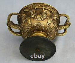 Superbe Vase Warwick en Bronze Ciselé et Doré du XIXème Siècle