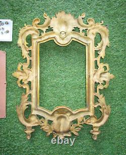 Superbe cadre à suspendre en bronze doré pour miroir tête d'Apollon et de faune