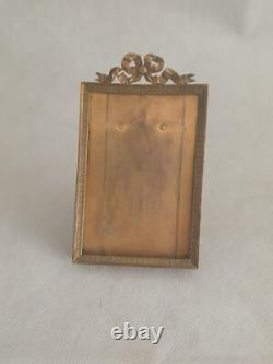 Superbe cadre porte photo rectangle bronze et laiton A décor noud Napoléon III