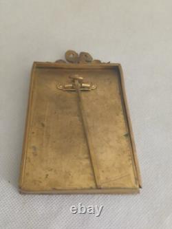 Superbe cadre porte photo rectangle bronze et laiton A décor noud Napoléon III