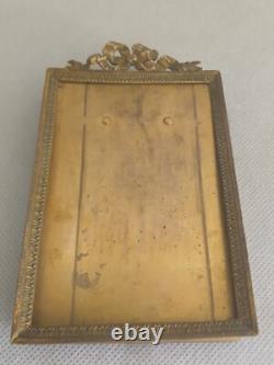 Superbe cadre porte photo rectangle bronze et laiton A décor noud Napoléon III