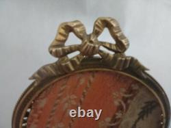 Superbe cadre porte photo rond en bronze et en laiton A décor noud Napoléon III