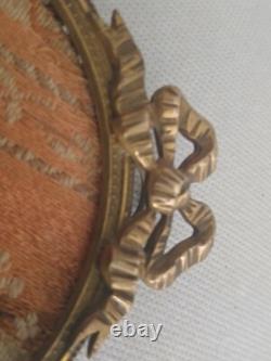 Superbe cadre porte photo rond en bronze et en laiton A décor noud Napoléon III