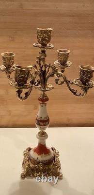 Superbe candélabre Français 4 branches bronze doré et porcelaine Napoleon III Superbe candélabre Français 4 branches bronze doré et porcelaine Napoleon III