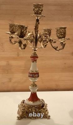 Superbe candélabre Français 4 branches bronze doré et porcelaine Napoleon III Superbe candélabre Français 4 branches bronze doré et porcelaine Napoleon III