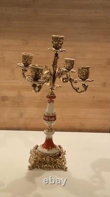 Superbe candélabre Français 4 branches bronze doré et porcelaine Napoleon III Superbe candélabre Français 4 branches bronze doré et porcelaine Napoleon III