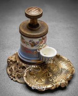 Superbe encrier à pompe signé Boquet XIXe siècle objet de collection