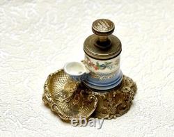 Superbe encrier à pompe signé Boquet XIXe siècle objet de collection