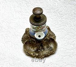 Superbe encrier à pompe signé Boquet XIXe siècle objet de collection